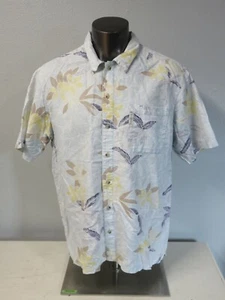 Columbia Floral All Over Print Blue Yellow XL Linen Cotton Button Front Shirt - Picture 1 of 7