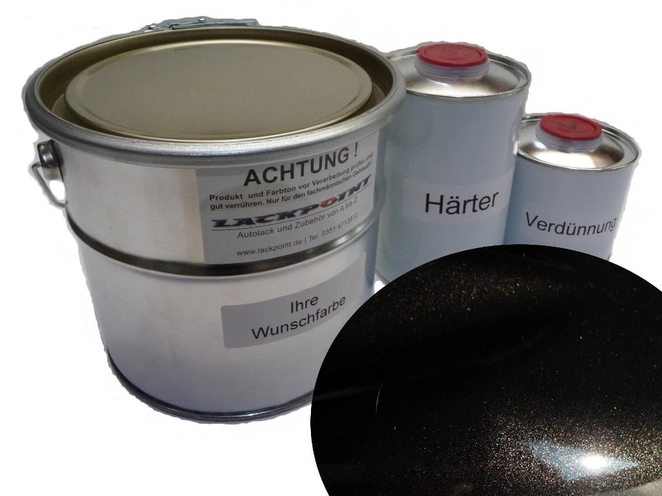 3,5 Liter Set 2K Autolack Brillant Schwarz Metallic kein Klarlack Acryl Glänzen - Bild 1 von 1