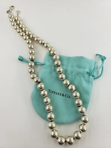 REAL VINTAGE TIFFANY BALL Necklace 20.5 Inch Long Heavy Hardware Bead Chunky 925 - Picture 1 of 12