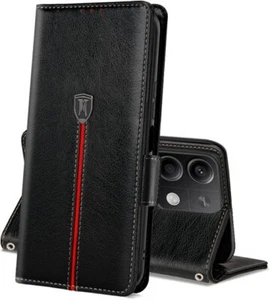 MAMA MOUTH Cover Xiaomi Redmi Note 13 5G Flip Pelle Portafoglio Magnetica Nero - Foto 1 di 7