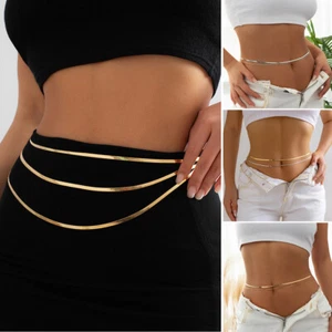 Layered Waist Chain Bikini Body Jewelry Festival Belly Chain Rave Belly Chain CA - Foto 1 di 26