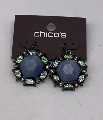 Chico’s 蓝色/银色宝石多耳环全新无标签 — 第 1/3 张图片