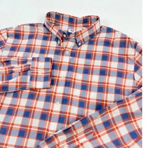 UNIQLO Herren Karo Knopfleiste Hemd XL Baumwolle Orange Blau Smart Freizeit Neu ohne Etikett - Bild 1 von 14