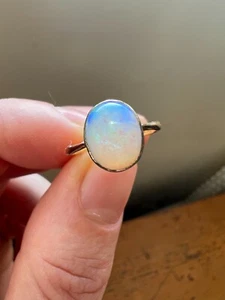 18 kt Gold schöner Vintage großer Opal Solitär Ring Größe J - Bild 1 von 12