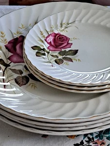 RIDGWAY IRONSTONE ENGLAND ANNIVERSARY ROSE  4 x DINNER PLATES 3 x bread salad - Bild 1 von 13