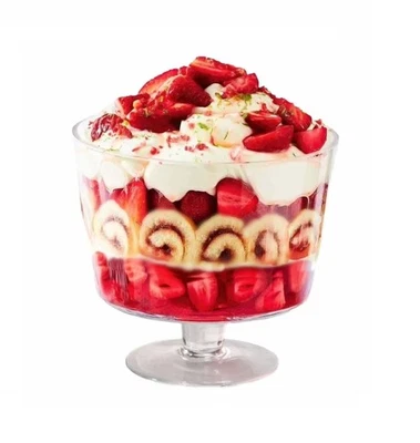 Trifle Bowl Footed Glass Stem 2L Dessert Dish Serving Fruit Bowl Gateaux Salads - Image 1 of 4