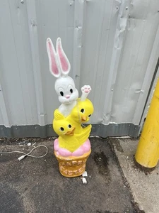 Blasform Osterhase mit Küken im Korb 40" Don Federstein gebrochene Ohren - Bild 1 von 6