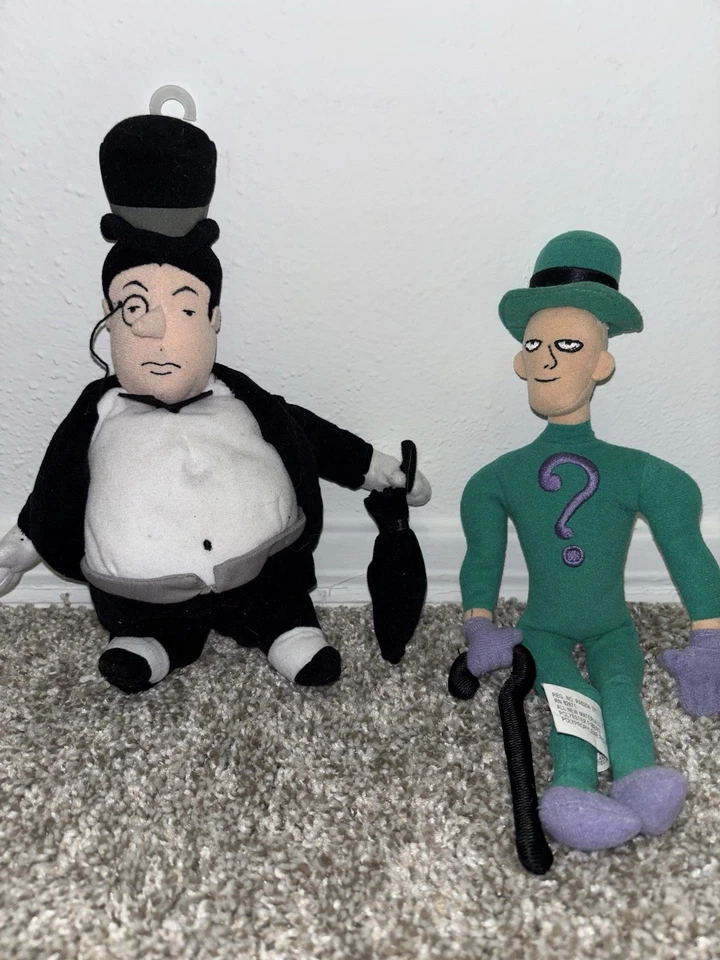 Juego de bolsa de frijoles vintage 1999 The Riddler and The Penguin WB Batman Foto 1 de 3