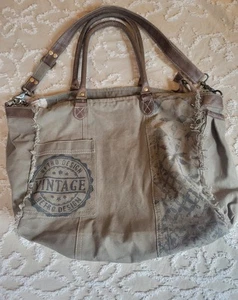 Bolso Myra Vintage Estampado Retro XLarge Viaje Fin de Semana Lona Cuero Borde Bolsillos - Imagen 1 de 9