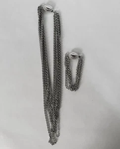 Vtg Avon Silver Tone Drapin Chain 7-Strand Necklace and 5-Strand Bracelet Set - Picture 1 of 4