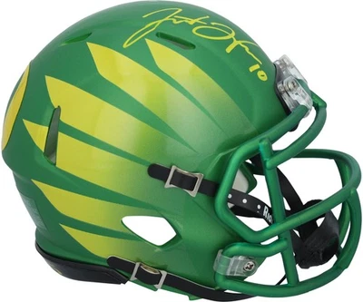 Justin Herbert Oregon Ducks Autographed Riddell Green Wing Speed Mini Helmet - Image 1 of 3