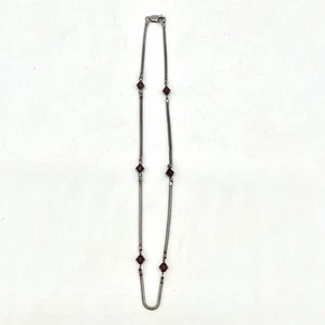 Vintage Necklace 925 Sterling Silver W/ Purple Bead Links 8.2 Grams - Picture 1 of 4