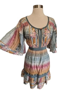 Plenty Tracy Reese Womens 100% Silk Party Dress Size 6 Wide Sleeves - Picture 1 of 7