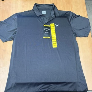 Callaway Men's Golf Polo Moisture Wicking Performance Short Sleeve Medium Caviar - Picture 1 of 2