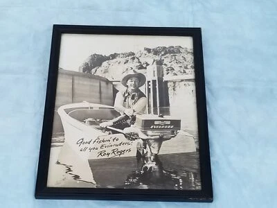 Raro Roy Rogers Evinrude años 50 barco motores pesca 8x10 foto autografiada E3 Foto 1 de 4
