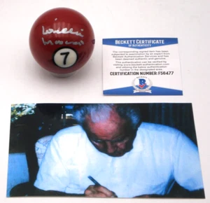 WILLIE MOSCONI SIGNED BECKETT CERTIFIED AUTOGRAPHED #7 BILLIARDS POOL BALL HOF . - Picture 1 of 5