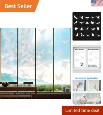 Large Size Anti-Collision Window Clings - Translucent/Dusted Bird Deterrent f... - Image 1 of 4
