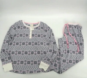 Conjunto de pijama pequeño para mujer Carole Hochman manga larga gris/rosa nuevo con etiquetas $68 - Imagen 1 de 8