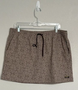 LL Bean Skirt Womens  Large Brown Geometric Tidewater Mini Outdoor Pockets - Picture 1 of 11