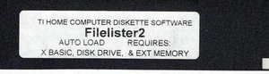 TI-99/4A UTILITY    FILELISTER 2    DISK - LISTS DISK FILES - Picture 1 of 1