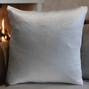 Cushion Covers Silver Plain 18x18" 45x45 Cm Textured Jacquard Fabric Decorative - Picture 1 of 8