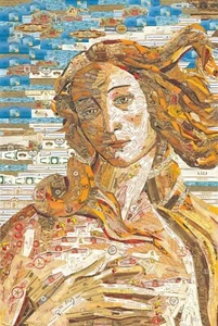 Art Collage Venus Botticelli Poster Print Made Out Of Cigar Bands - Imagen 1 de 1