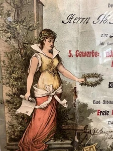 Antikes Diplom von 1910 Bad Aibling, sehr hochwertig gerahmt hinter Glas - Bild 1 von 10