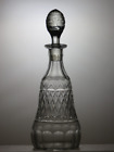 Vintage Crystal Cut Glass Small Wine Decanter With Stopper 8 7/8