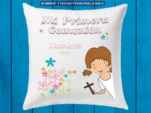 Kissen Meine Erste Kommunion Mädchen Blumen Name Und Datum Wunschtext Cushion - Bild 1 von 1