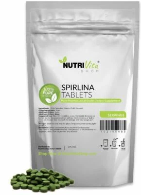 100% PURE ORGANIC GROWN PURE SPIRULINA TABLETS NATURAL WEIGHT LOSS USA NONGMO - Image 1 of 2