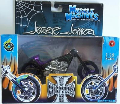 WEST COAST CHOPPERS JESSE JAMES EL DIABLO II 1/18 1:18 BIKE PURPLE & GREEN - Image 1 of 3
