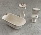 3pc Porcelain Bathroom Set 1:12 Dollhouse Furniture Miniature Tub Sink Toilet