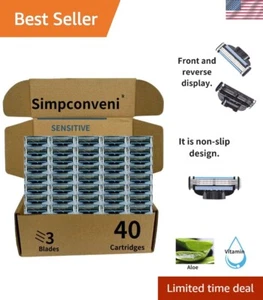 All-Day Smooth Shave: 40 Sensitive Skin Razor Blade Refills with Non-Slip Design - Picture 1 of 6