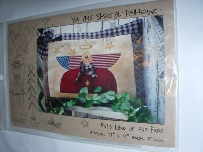  11" 18" APPLIQUE ANGEL PILLOW CRAFTS SEWING FABRIC PATTERN LAND OF THE FREE - Image 1 of 3