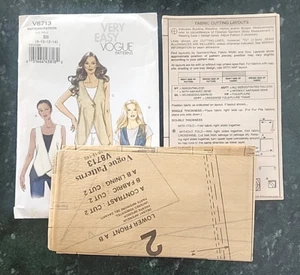 Very Easy Vogue Pattern 8713 Vest Size 8-10-12-14 Uncut Vtg 2011 NEW - Picture 1 of 4
