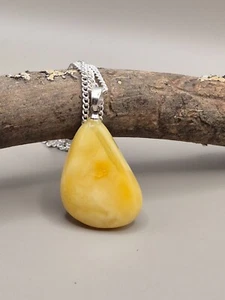 Collar Colgante Ámbar Báltico Real Genuino 3,6 gr Amarillo Buttersbuth Blanco - Imagen 1 de 9