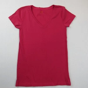 Joe Fresh Basic Tee Women's Size S Pink Solid Short Sleeve V-Neck T-Shirt - Picture 1 of 5