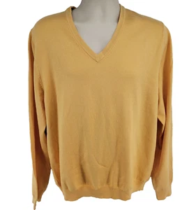 Brooks Brothers Merino Wool V-neck Sweater Size L Yellow - Picture 1 of 7