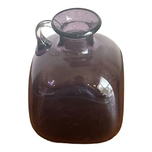 VINTAGE HAND BLOWN ART GLASS AMETHYST JUG BOTTLE - Picture 1 of 8