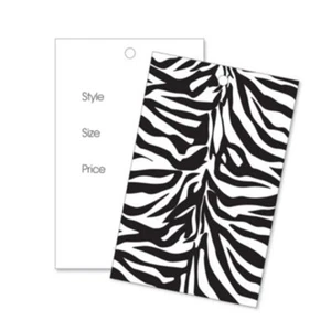 1000 entradas de diseñador de cebra sin cuerdas para etiquetar precios de ropa, estilo, talla - Imagen 1 de 1
