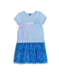 NWT Girls 14-16 XL Disney Frozen 2 Short Sleeve TUTU Dress Blue ELSA ANNA OLAF - Picture 1 of 2