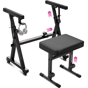 Z-Style Stand & Bench Set w/ Wheels–Adjustable for 54–88 Keys Piano Keyboards - Picture 1 of 7