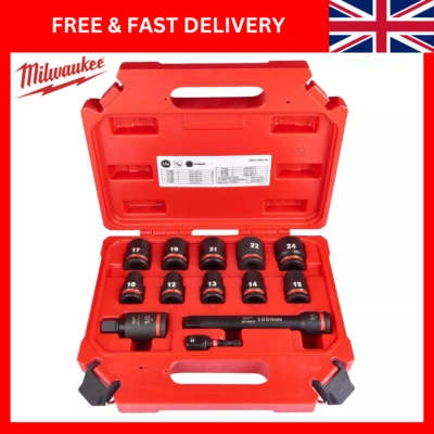 NEW Milwaukee Shockwave 1/2" Impact Duty 13 Piece Standard Socket Set 4932480456 - Image 1 of 4