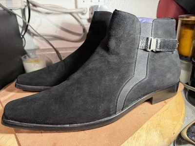 Mezlan Botas Para Hombres Chelsea Vestido con Cremallera Formal Negro Gamuza Cuero EE. UU. 10,5 M España Foto 1 de 4