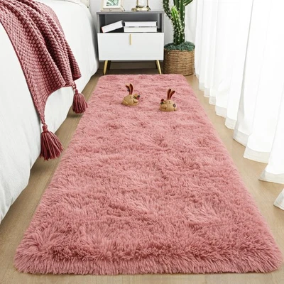 Soft Runner Rugs for Bedroom 2x6 ft with Rubber Backing, Blush Fluffy Rugs fo... - Image 1 of 4