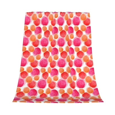 Manta de lana rosa naranja ligera suave acogedora mantas de franela para G... Foto 1 de 4