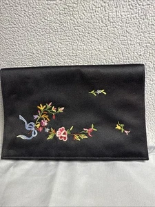 Vintage Paris bestickt Blumen Seide Clutch Handtasche Handarbeit von Denise Francelle - Bild 1 von 9