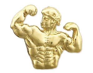 Colgante de bíceps culturista de oro 14K diapositiva - Imagen 1 de 6