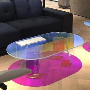 Acrylic Coffee Table Iridescent Colorful End Table Living Room Courtyard Terrace - Picture 1 of 18