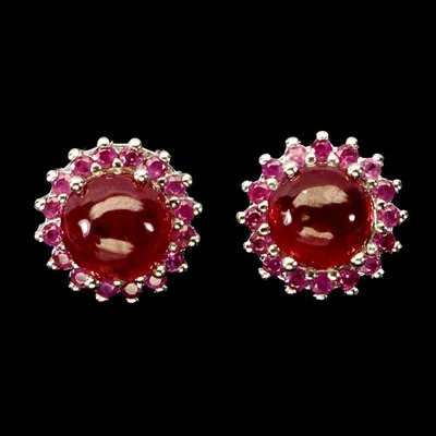 925 Sterling Silver Earrings Round Ruby 6mm Natural Gemstone Jewelry - Image 1 of 4